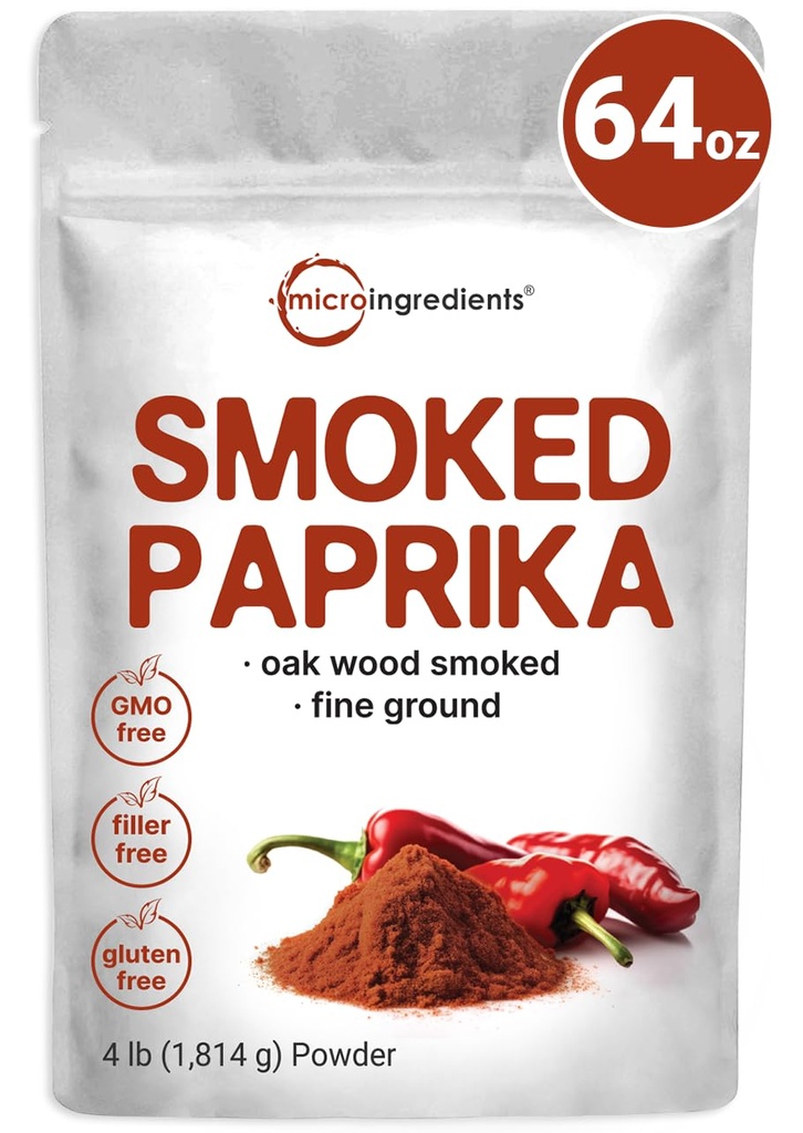 Smoked Paprika Powder, 4 lb (64 oz) | Premium Spanish Source | Sweet & Smoky Flavor | Great for Marinades, Meats & Dressings | Additive Free, Non-GMO, Bulk Supply