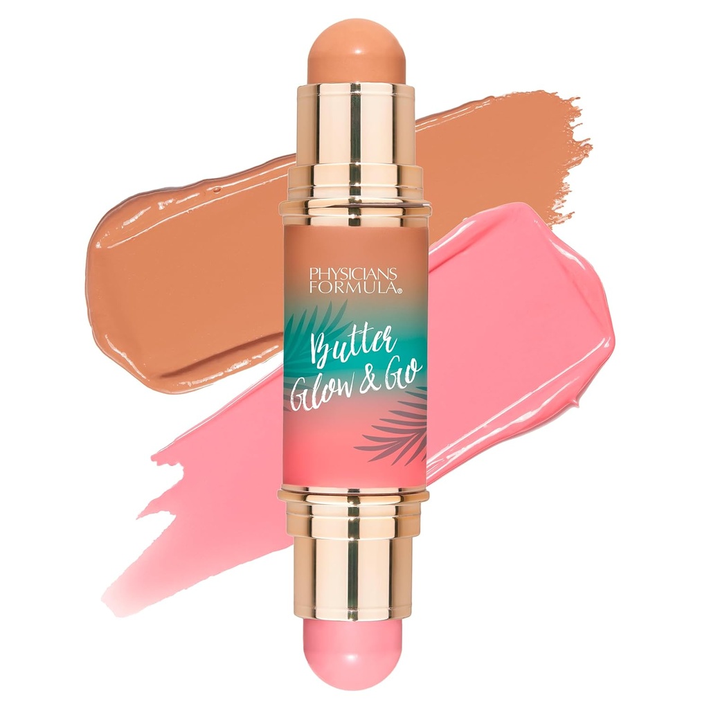 Physicians Fórmula Butter Glow & Go Multiuse Stick, Ultra-Creamy Radiant Final Fórmula con Murumuru Butter, Vegan &amp; Cruelty-Free Beachy Pink