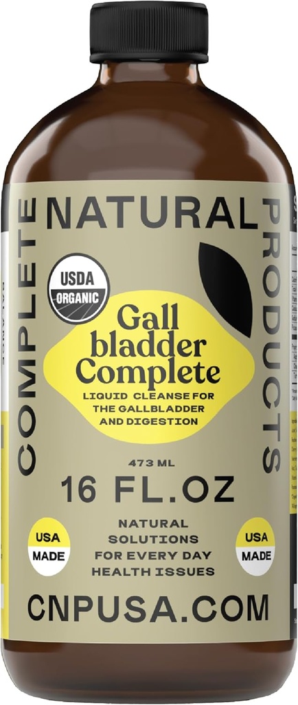 Productos naturales completos Gallbladder - botella de vidrio de 16 oz, suplemento de limpieza de la vesícula