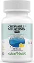 Maxi Health Chewable Melatonin, Kosher Lemon Flavor, Melatonin for Adults &amp; Kids, Natural Aid for Adults &amp; Children, Melatonin Chewables Alternative to Melatonin Gummies Kids Dose, (100 Cuenta)