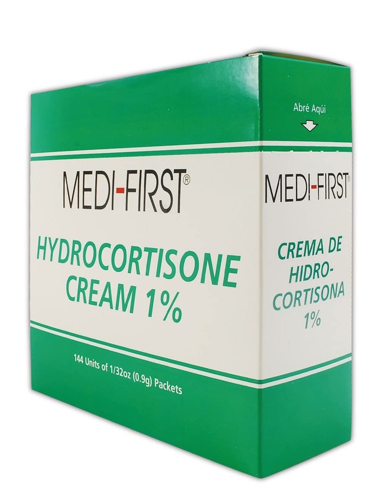 Medique MP211-35 Crema de hidrocortisona Medi-First 1%, 0.9 g, Estándar, Verde/White (Pack of 144)