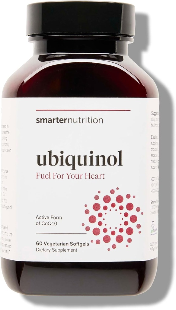SMARTERNUTRITION Ubiquinol 100mg + Natural Plant-Based Complete Omega 3 6 9 - Clinically Studied Ahiflower® Oil - Ultra Absorption CoQ10 for Heart Support - Non-GMO - 60 Softgels[30-Day Supply]