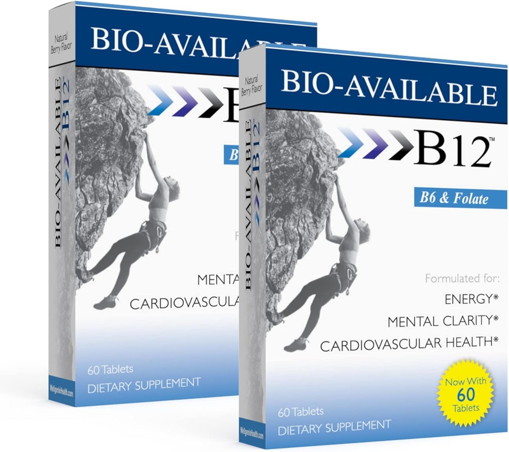 Wellgenix Bio Disponible Sublingual B12-60ct (2 Pack) - Daily Multivitamins Focus Support Fórmula w/Vitamins C, B6, B12, Folate &amp; Biotin -Energy & Diet Supplement for Immune &amp; Global Health