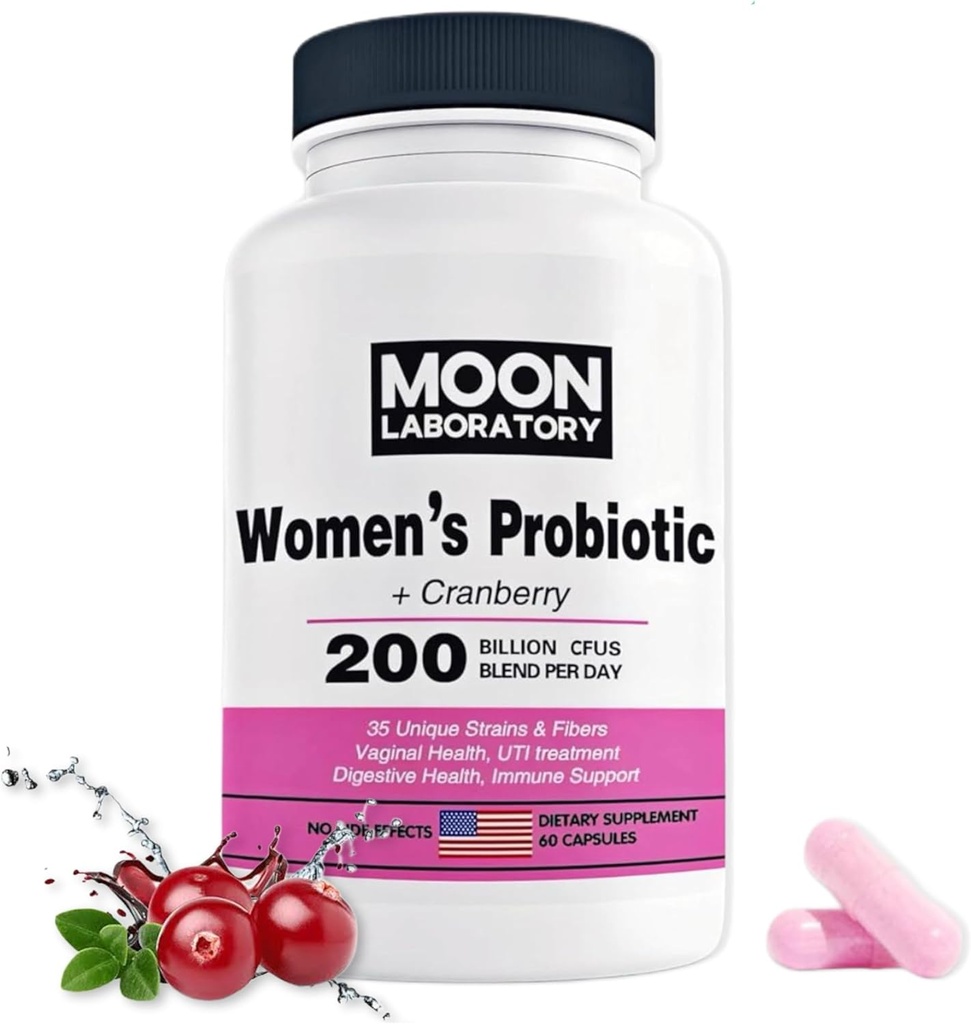 Probiótico de mujeres " Prebiótico " , 200 millones de UFC, 35 estratos únicos " fibras. Equilibrio PH, Salud Vaginal, Tratamiento UTI, Apoyo Digestione, Immune boost. Con Cranberry & D-Mannose. 60 cápsulas