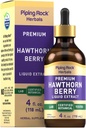 Piping Rock Hawthorn Berry Extract Líquido TENIDO 4 fl oz TENIDO Herb Tincture Drops TEN Premium Vegetarian Supplement ANTE Non GMO, Gluten Free