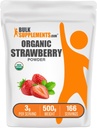 BulkSupplements.com Polvo de Fresa Orgánica - Polvo de Frutas de las Fresas Orgánicas - No Sugar Añadido " Gluten Free, 3g por Serving, 500g (1.1 lbs) (Pack of 1)
