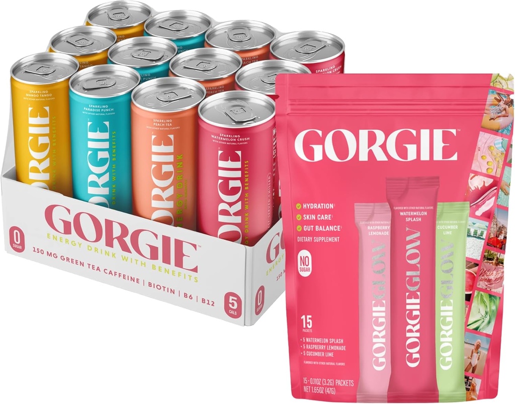 GORGIE Variedad, Bebida de Energía Natural Libre de Azúcar y Variedad Pack 15, Electrolyte Powder Healthy Drink Mix