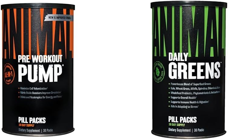 Bomba de animales Preworkout Verdes, Probióticos y Suplemento de Digestión 30 Conde Bundle