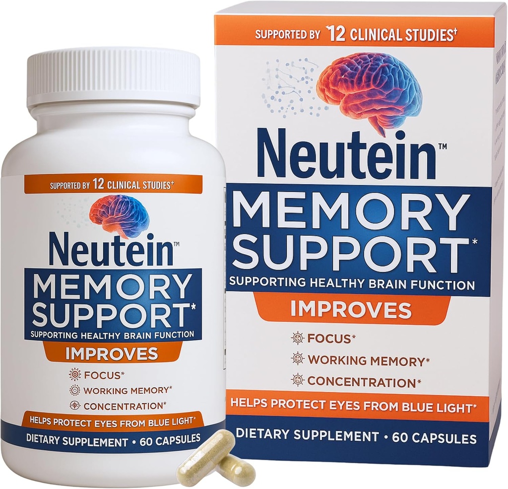 Booster de cerebro natural para la memoria, concentración " salud cerebral - Suplemento de enfoque basado en plantas extra fuerte para adultos " mayores, hecho en EE.UU. (60 cápsulas/30 Serv)