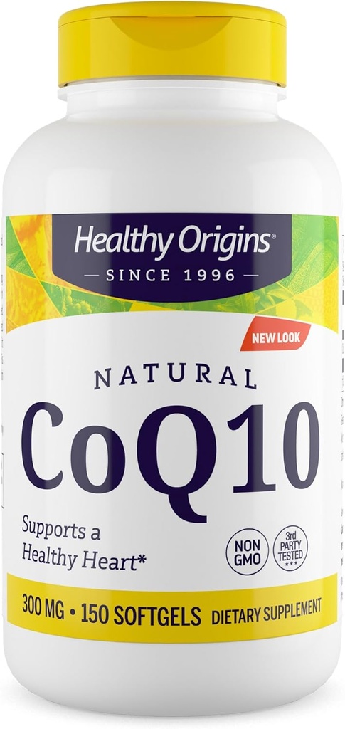 Healthy Origins® CoQ10 300 mg – Natural Trans-Isomer Ubiquinone – Yeast Fermented, Supports Heart Health & Cellular Energy – Non-GMO 150 Softgels