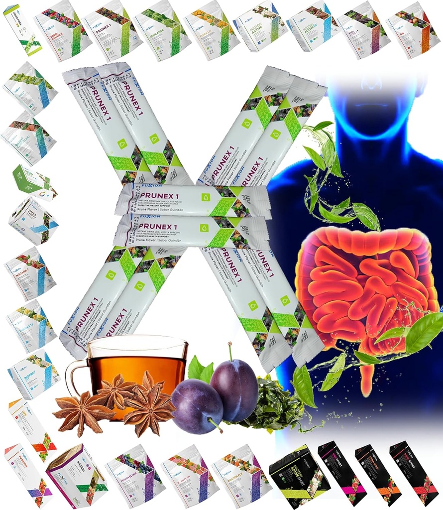 Todo Natural Detox Cleanse Instant Tea Mix Prune & Plum w. Fiber & Inulin for Optimal Intestinal Transit by FuXion Prunex 1 (10 Sachets)