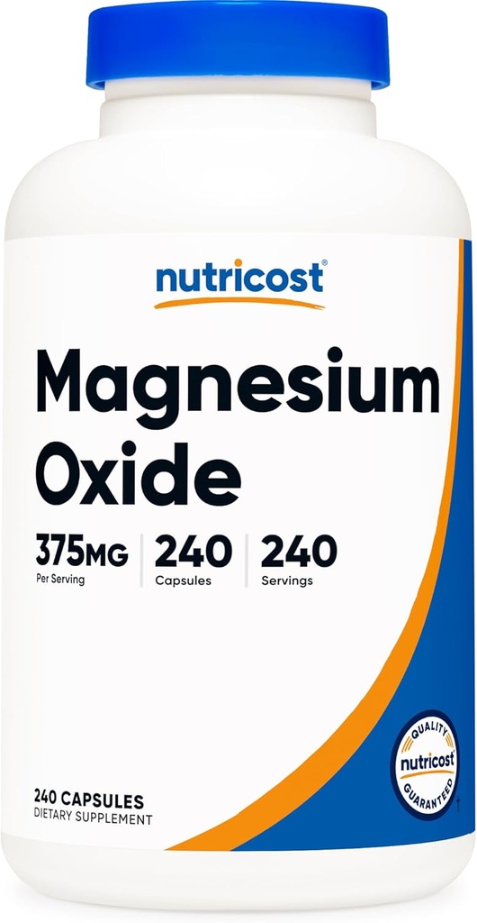 Nutricost Magnesium Oxide 375mg, 240 Capsules - 210mg de Magnesio, No GMO, Gluten Free