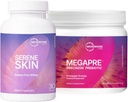 Microbiome Labs Skin Support Bundle - SereneSkin Clear Skin Probiotic Supplement Shown to Help Reduce Fine Lines (30 Capsules) - MegaPre Prebiotic Powder for Gut Health (2.1oz)
