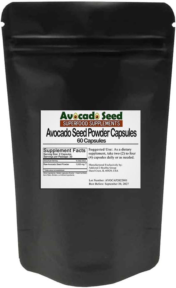 Avocado Seed Powder Capsules [60 Count] #1 Prebiotic Fiber + Antioxidant Supplement, Raw Food, Digestive Health - The Ultimate Sustainable SuperFood