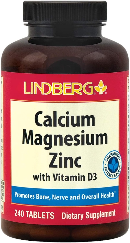 Calcio Magnesio Zinc ← 240 Caplets Silencio con Vitamin D3 y Boron Silencio Vegetariano, No GMO, Gluten Suplemento gratuito Silencio Por Lindberg