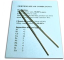 Generador de Plata Colloidal Wire Garantizado 99.99% Puro - Conjunto de (2) 4" Rodes de electrodo 12-Gauge (0.08 in. / 2.06 mm) con Certificado de Cumplimiento/Análisis Químico Completo de Composición de Aleación