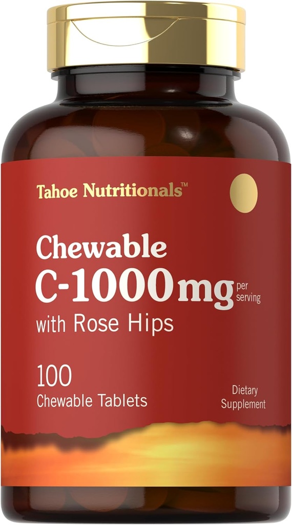 Carlyle Vitamina C Chewables ← 1000mg ← 100 Tablets Natural Orange Flavor ¦ Vegetarian, Non-GMO &amp; Gluten Free Supplement tención Tahoe Nutritionals
