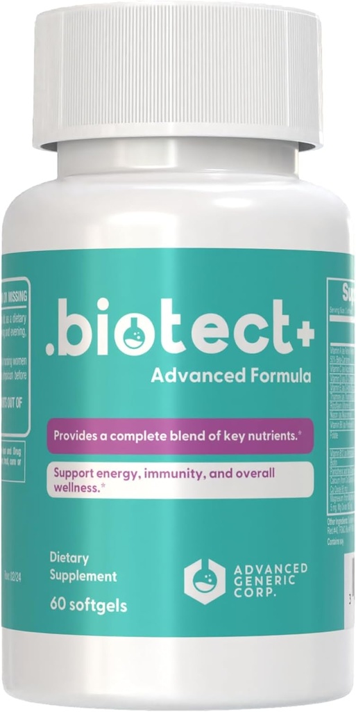 Biotect + Advanced Immune Support Formula - Suplemento completo de bienestar diario con nutrientes esenciales para la energía, la inmunidad y la salud general - 60 Softgels, suministro de 30 días