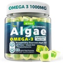 Algae Omega 3 Gummies 1000mg, Planta Basada DHA 460mg &amp; EPA 230mg, Omega 3 Fish Oil Alternative for Adults, Plus MethylFolate, Vitamina B12, Phosphatidylserine, No Fishy Taste, Vegan, Sugar Gratis, 60 Cts