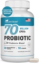 Base Probióticos 70 Billones CFU - 10 Strains Incluyendo Lactobacillus Plantarum " Lactobacillus Acidophilus Probiótico - Prebióticos para la Salud Digestiva de Mujeres Hombres - 30 cápsulas