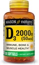 MASON NATURAL Vitamina D3 2,000 UI Ultra Strength, soporta la densidad de los huesos, la fuerza &amp; salud inmunitaria, 300 Softgels