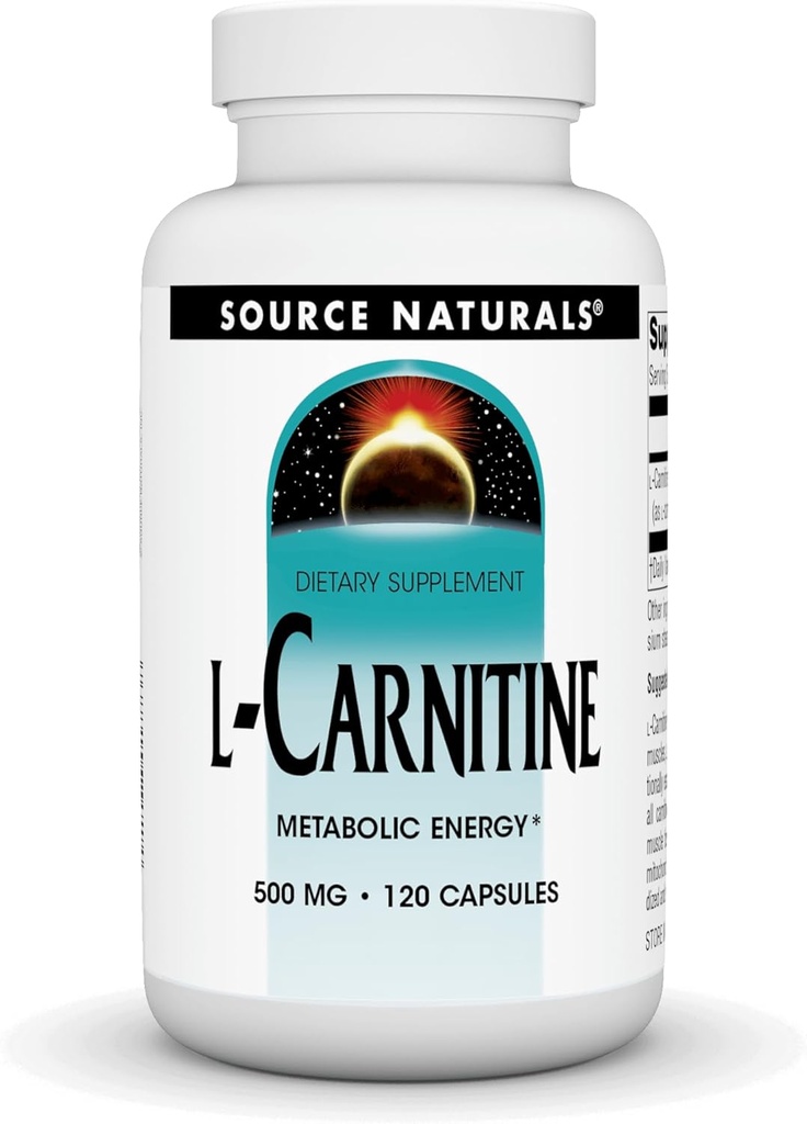 Fuente Naturales L-Carnitina 500 mg para Energía Metabólica - 120 cápsulas