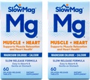 SlowMag MG Muscle + Corazón Magnesio Chloride con Calcio Tabletas 60 Cuenta (Pack de 2)