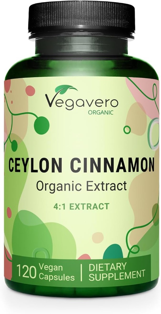 Vegavero Organic Ceylon Cinnamon Silencio 2000mg Silencio USDA Certified TEN NO Artificial Additives TEN 4 Month Supply ANTE Lab-Tested, Non-GMO TEN 120 Capsules ANTE Vegan