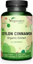 Vegavero Organic Ceylon Cinnamon Silencio 2000mg Silencio USDA Certified TEN NO Artificial Additives TEN 4 Month Supply ANTE Lab-Tested, Non-GMO TEN 120 Capsules ANTE Vegan
