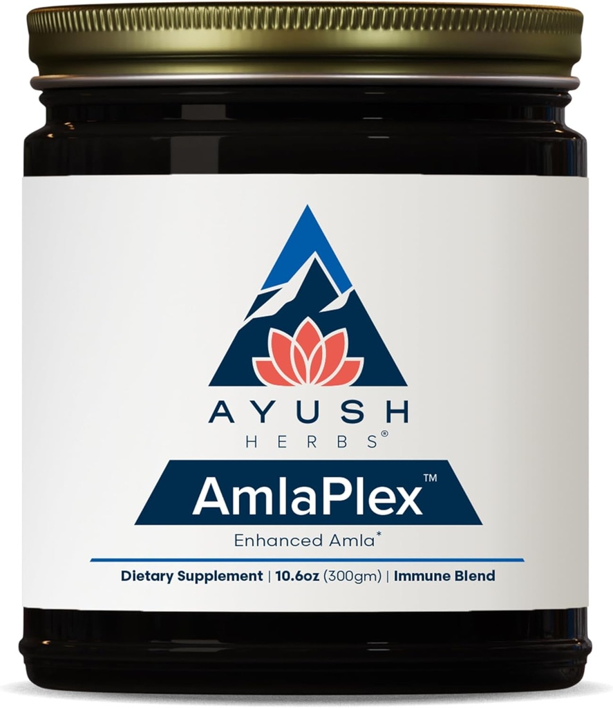 Ayush Herbs AmlaPlex - Amla Jam, Chyawanprash for Immune Support " Digestive Health, Chyavanprash, Indian Honey Jam with Amla, Ashwagandha - 10.6 oz Jar (1 Count)