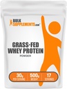 BulkSupplements.com Grass Fed Whey Protein Powder - Whey Protein Concentrate Powder - Unflavored & Gluten Free, 30g por Serving, 500g (1.1 lbs) (Pack of 1)