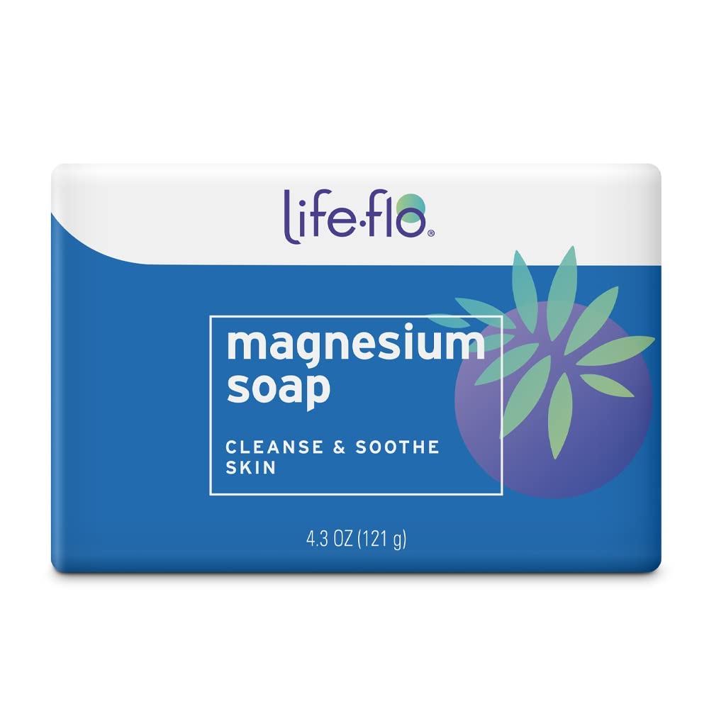LIFE-FLO Magnesium Bar Soap ← Super concentrado con calma Magnesium Chloride, más aceites de coco y aguacate Silencio 4.3 Oz Silencioso Pack de 3