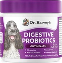 Mandíbulas suaves probióticas del Dr. Harvey para perros, 9 probióticos para la salud de las tripas, la diarrea y el soporte de bolos, sabor de mantequilla de maní (90 chews)
