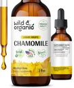 Wild &amp; Organic Chamomile Tintura - Relajando &amp; Calming Chamomile Suplemento - Liquid Flower Extract Drops - Vegan, Azúcar &amp; Alcohol-Free - 2 fl oz