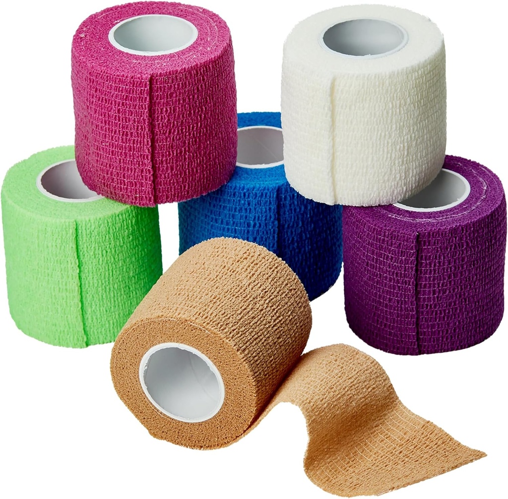 MEDca Self Adherent Cohesive Wrap Bandages 2 Inches X 5 Yards 6 Cuenta, (Rainbow Color)