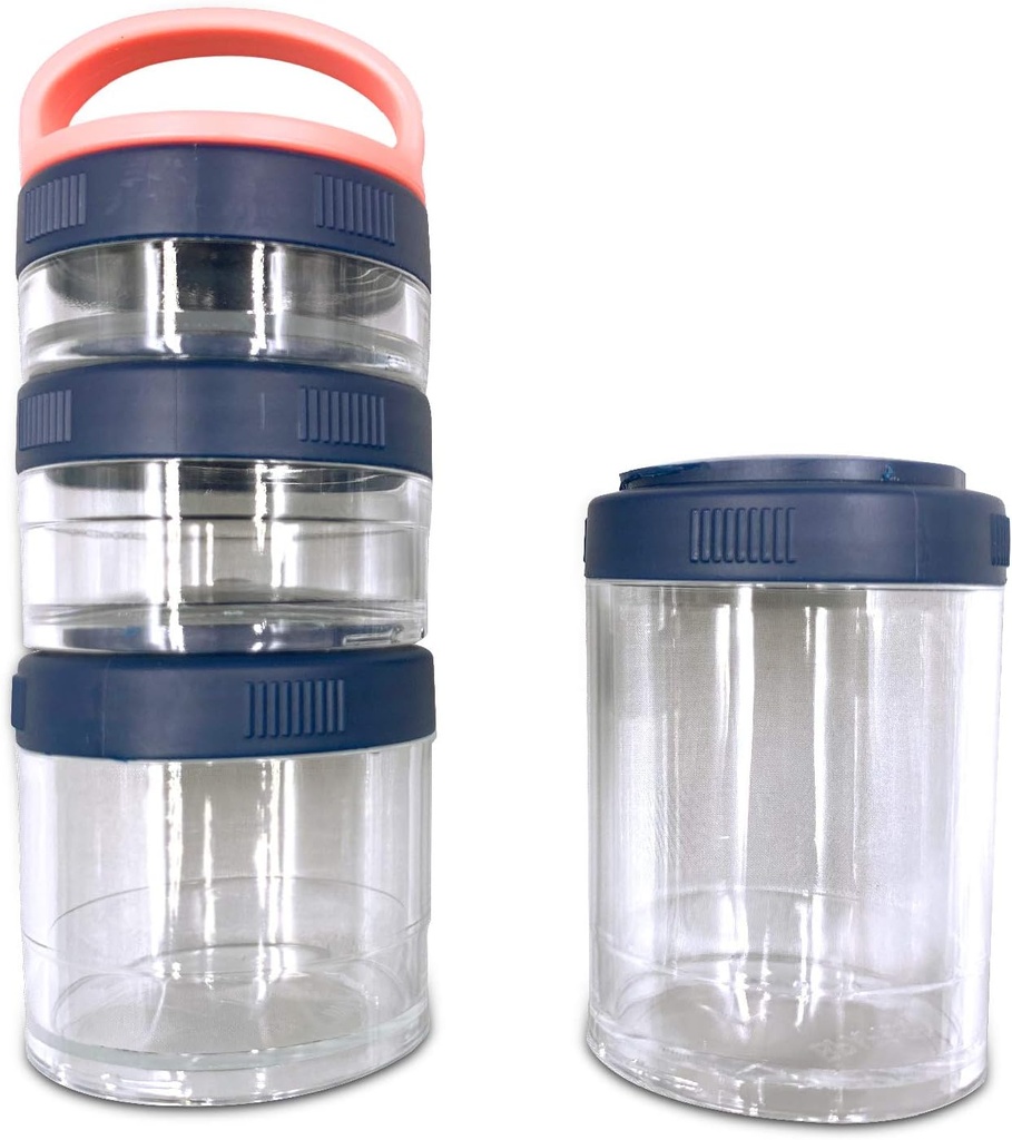 Portable Detachable 4 Compartments Pill Vitamin Box, Waterproof Travel Pill Case Holder Bottle with Handle. Purse Pocket Outdoor Hiking Camping Organizador Container
