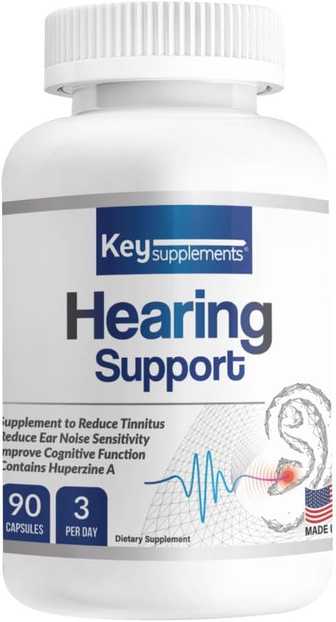 Key Supplements Hearing Support 90 Capsules, Tinnitus Relief for Ringing Ears