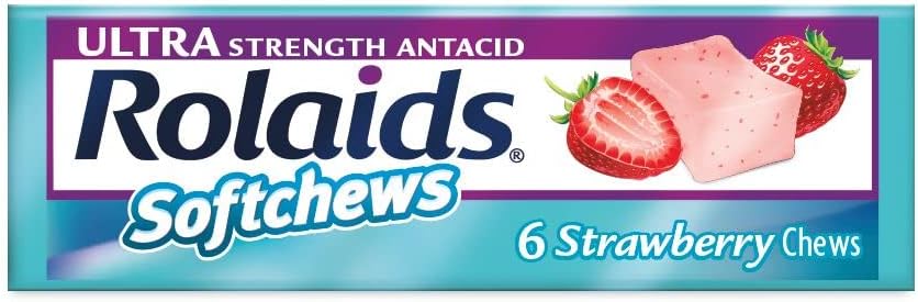 Rolaids Softchews Stick, Strawberry, 6 Count (Pack of 12)