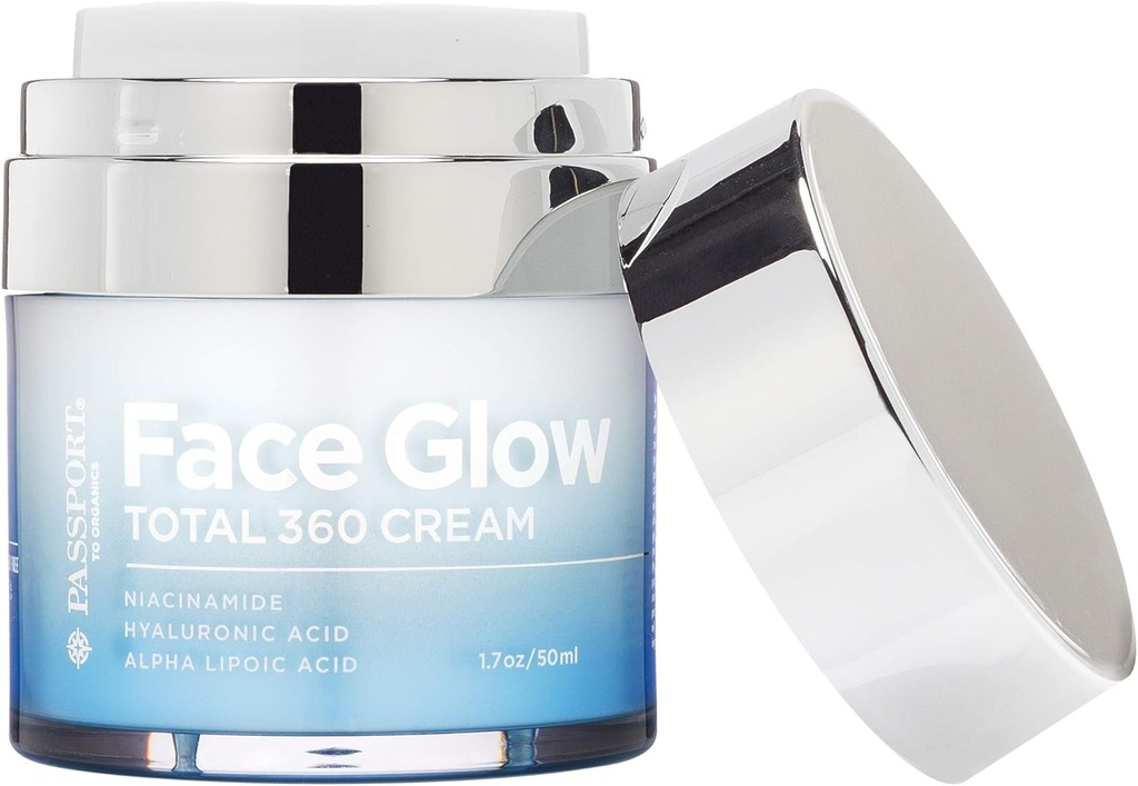 Glow facial Total 360 Crema con ácido lipoico alfa, DMAE, vitamina C Ester, ácido hialurónico y naranja de sangre italiana
