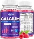 Calcio Potasio Gummies de Magnesio para Adultos Niños, con Collagen Hidrolyzed, Zinc, Phosphorus, Multivitamina para el sueño, fuerza ósea, apoyo a la densidad, libre de azúcar, radio 60 Gummies