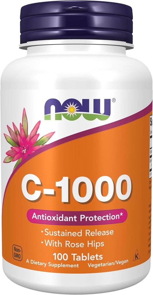 AHORA Suplementos de alimentos, vitamina C-1,000 con caderas rosas, liberación sostenida, protección antioxidante*, 100 tabletas