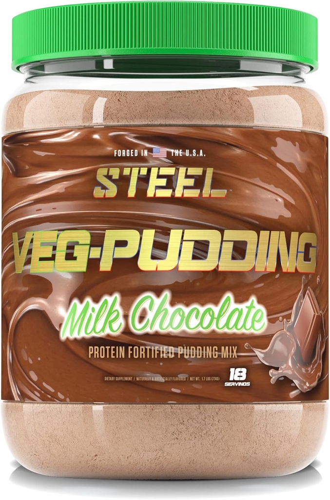 Acero Veg-Pudding ¦ Vegan Protein Pudding Powder Mix, Milk Chocolate TENIDO 18 Servings (1.5lbs) ← Brown Rice y Pea Protein con BCAA Aminoácidos para el crecimiento muscular y la recuperación ← No lácteos Silencio Bajo Carb