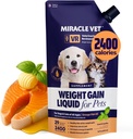 Gainer de alto nivel de calorías para perros &amp; gatos - Suplemento nutricional multivitamínico Gel, aceite de pescado Omega, Calcio - Puppy, Senior, Gato prenatal &amp; Vitaminas de perros, Suplementos para la ganancia de peso