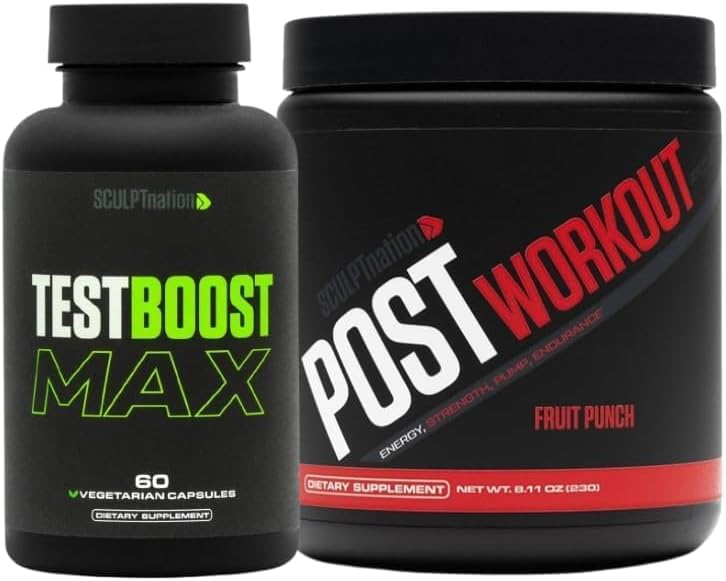 Nación de escultura por V Test de dragado Boost Max y Post Workout Fruit Punch Powder Bundle