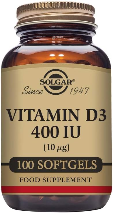 Solgar Vitamina D3 (Cholecalciferol) 10 MCG (400 UI), 100 Softgels - Ayuda a mantener los huesos " dientes - Soporte del sistema inmunológico - No GMO, Gluten Free, Dairy Free - 100 Servings