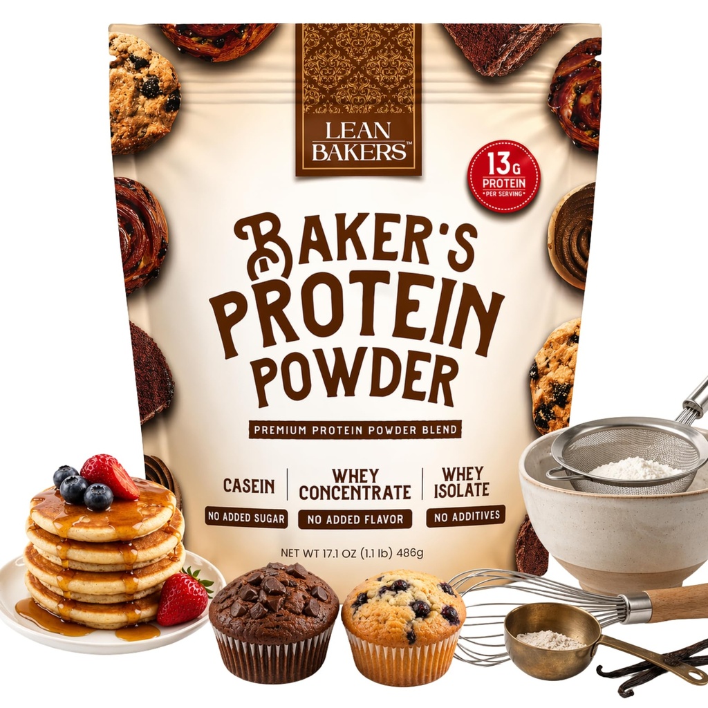 Panadería Protein Powder Pure Natural Protein Blend, Whey Isolate, Whey Concentrate, Casein, Gluten Free, no sweeteners, Unflavored, 17.1 oz, para horning High Protein Calorie Snacks