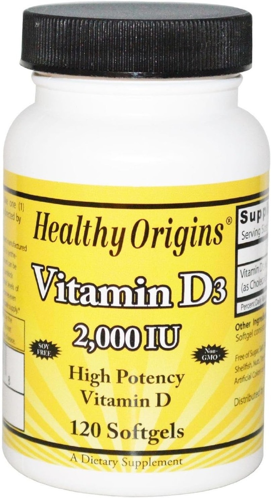 Orígenes saludables Vitamina D3 Softgels, 120 Conde