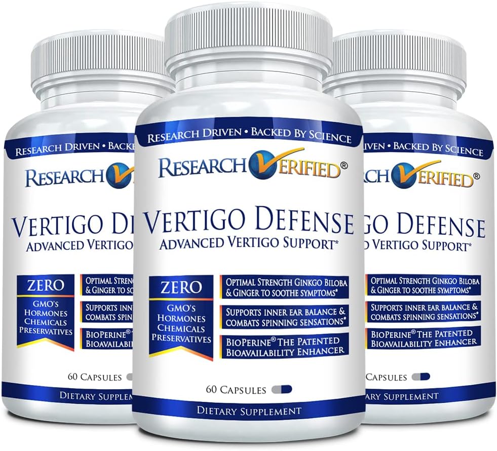 Investigación Vertigo Defensa Verificado - Soothe Symptoms and Support Inner Ear Balance - Vitamina D3, Ginger, Ginkgo Biloba, BioPerine - 180 Capsules