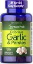 Pride de Puritan Preimum Ajo sin olor 5 mg (500 mg equivalente) " Parsley, Suplemento dietético Tradicional para la salud del corazón, la circulación y el apoyo al flujo sanguíneo, 250 Rapid Release Softgels