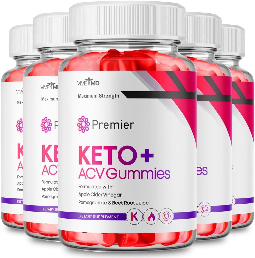 Premier Keto ACV Gummies - Fórmula Oficial, Premier Keto Gummies Blast Plus para máxima fuerza con Apple Cider Vinegar 1000MG, ACV Keto Premier Suplemento Vitamina B12 Folate Beet Root (5 Pack)